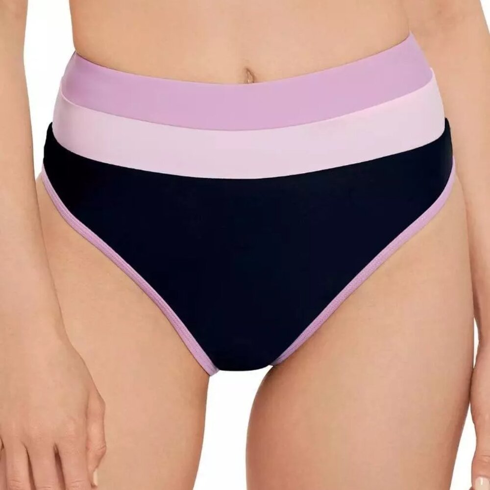 Salt + Cove Colorblocked High-Waist Bikini Bottoms Black M